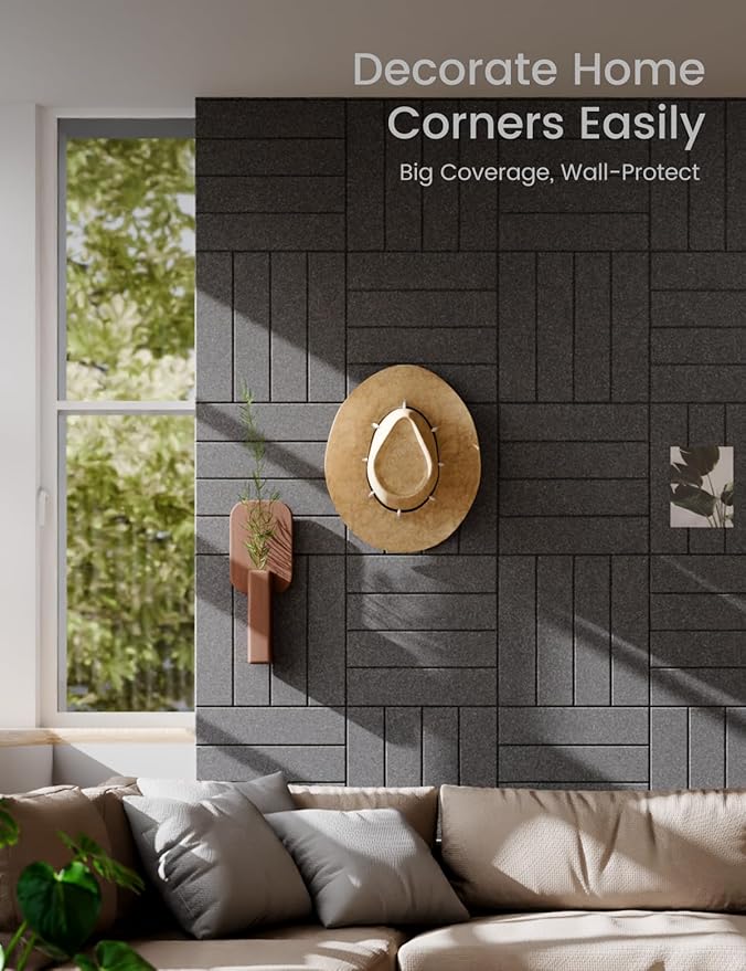 Felt Bulletin Board Tiles Large 36" x 24"Cork Board Alternative-6 Pack with 40 Adhesive Tabs, Thick Slat Wall Panels for Office Decor, Push Pin Board Wall Organizer Alternative-Charcoal Gray