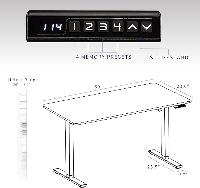 VIVO Electric Dry Erase 60 x 24 in Standing Desk, Memory Height Adjustment, 1B Series, White Marble Pattern Top, Gray Frame, DESK-KIT-1G6WM
