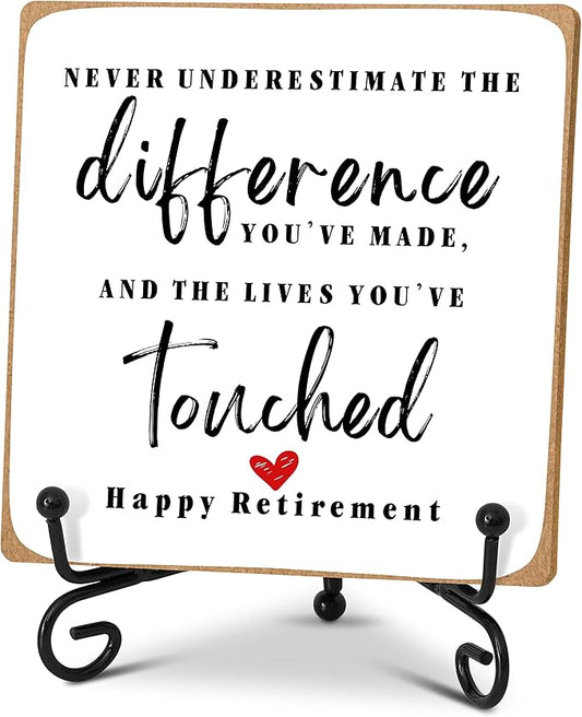 Home Office Desk Decor Wood Plaque with Stand, Coworker Gifts For Women Men Retirement Going Away Gift -A09