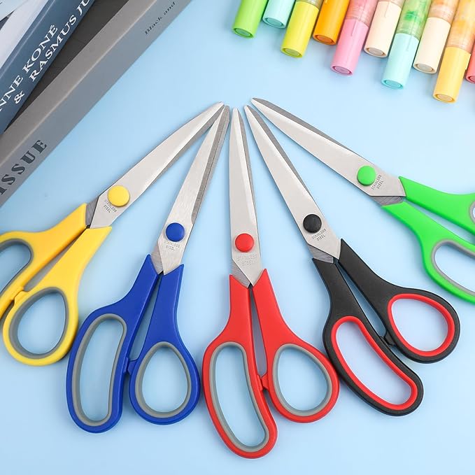 36 Packs 8" Multipurpose Scissors, Ultra Sharp Blade Shears, Comfort-Grip Handles, Sturdy Sharp Scissors for Office Home School Sewing Fabric Craft Supplies, Right/Left Handed