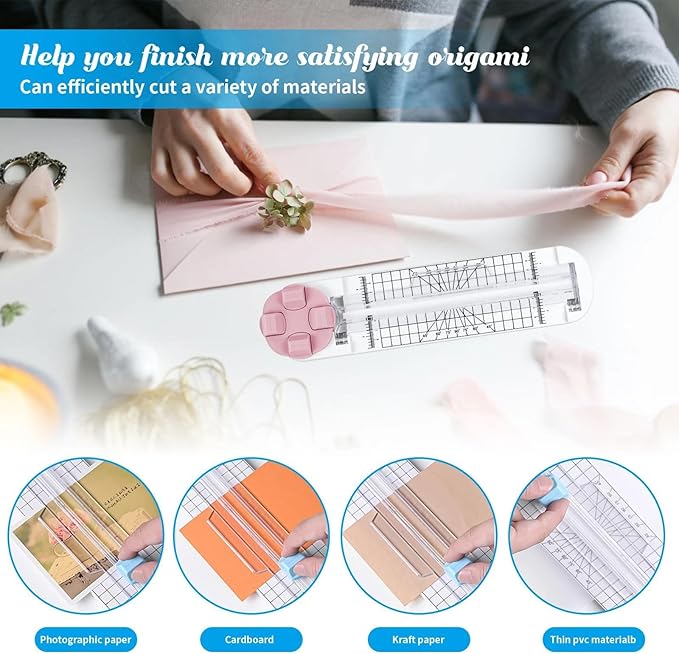 4-in-1 Multi-Function Paper Trimmer,Bidirectional Papers Cutter,Bidirectional Rotary Paper Cutter for A4/Photo/Card, for Daily Manual and Office Use (Blue+Purple)