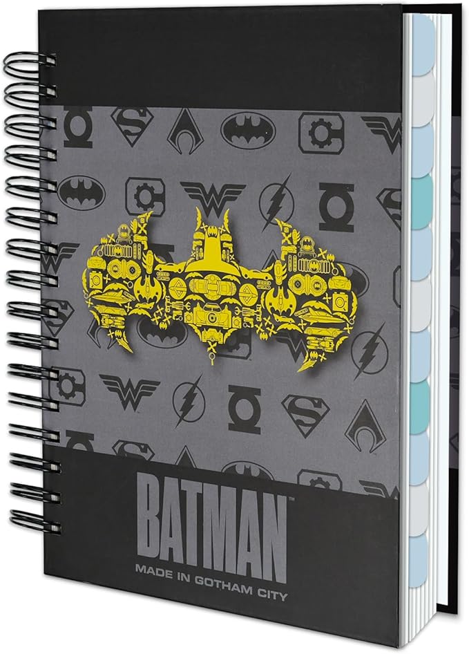 Hero Theme Academic Planner Notebook, Weekly Monthly Daily Agenda, Custom Date Organizer for Time Management, Spiral Bound Planner with Colorful Tabs,Datebooks for Student, Workers (Black and Grey)