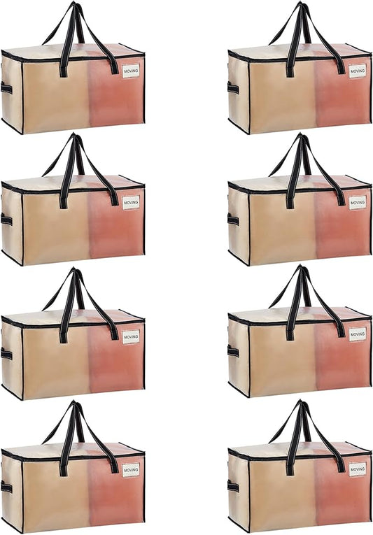 VENO 8 Pack Moving Bags, Comforter and Blanket Storage Bags for Closet, Moving Boxes, Boxes with Lids Alternative, College Dorm Packing Supplies, Foldable Heavy-Duty Tote with Window (Clear, 8 Pack)