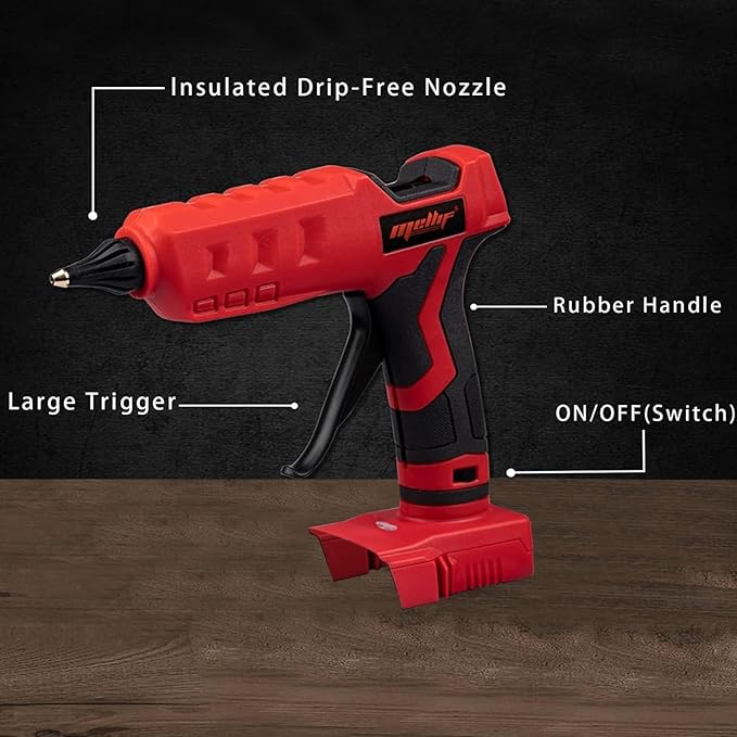 Cordless Hot Glue Gun Compatible with Milwaukee 18V Battery, Mellif Handheld Electric Power Glue Gun Full Size for Arts & Crafts & DIY with 20 0.43" Glue Sticks (Tool Only)