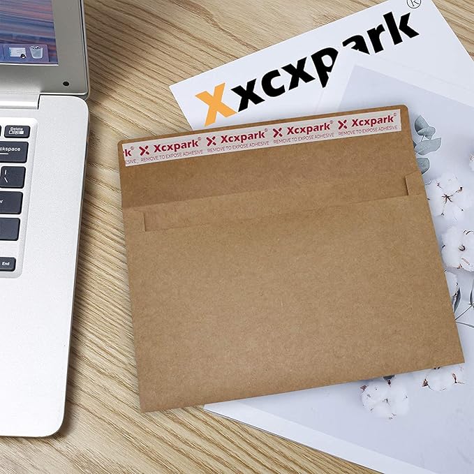 120 Qty Printable A4 Invitation Envelopes 4.25 x 6.25 Cards, Self Seal 120GSM Brown Paper Envelopes for Invitations, Papers, Photos, Documents, Wedding, Baby Shower, Easy to Seal and Peel