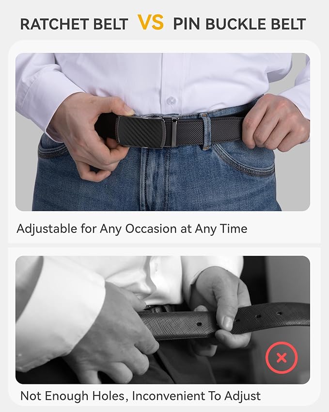 CHAOREN Leather Ratchet Belt Men 2 Pack - Customizable Fit, Effortless Style (35mm)