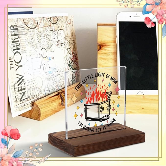 Funny Dumpster Fire Sign, Cute Dumpster Fire Plaque, Funny Office Gift for Managers, Coworkers, Office Humor Gift for Women, Modern Acrylic Desk Plaque, 10 x 10 x 1.5 cm,XXD57