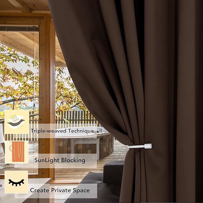 BONZER Room Divider Curtain Screen Partitions Total Privacy Wall Grommet Wide Blackout Curtains for Living Room, 96L x 70W Inch (8L x 5.8W ft), 1 Panel, Chocolate