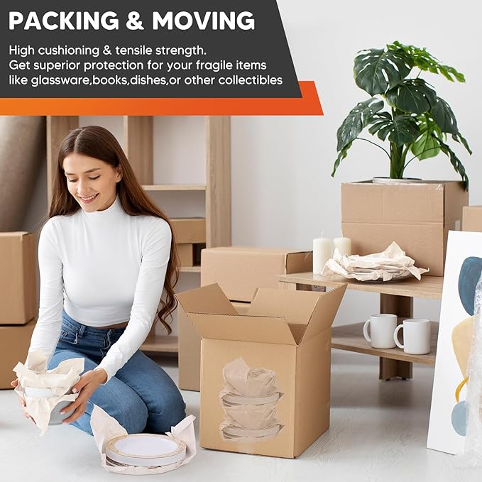 Newsprint Packing Paper for Moving Boxes, 26" x 15" Packing Boxes for Moving, Packaging, Shipping Supplies, 52 Sheets Newspaper Wrapping Material for Moving Essentials, Dishes Glassware Filler 1.5 lbs