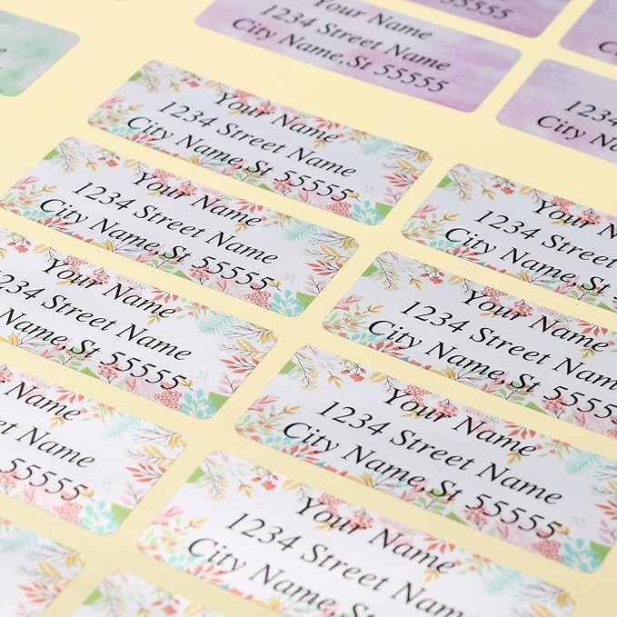 Personalized Address Labels - Custom Address Labels, Colorful Patterns, Set of 100, Matte Silver (2.6x1 Inch)