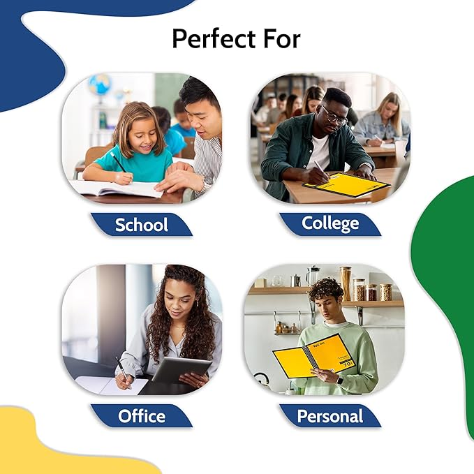 EPI Spiral Notebook | Wide - 70 Sheets, Durable Spiral Binding | 10.5 x 8 in | Classroom Supplies | School, Office, Note Taking, Journaling - 48 Pack