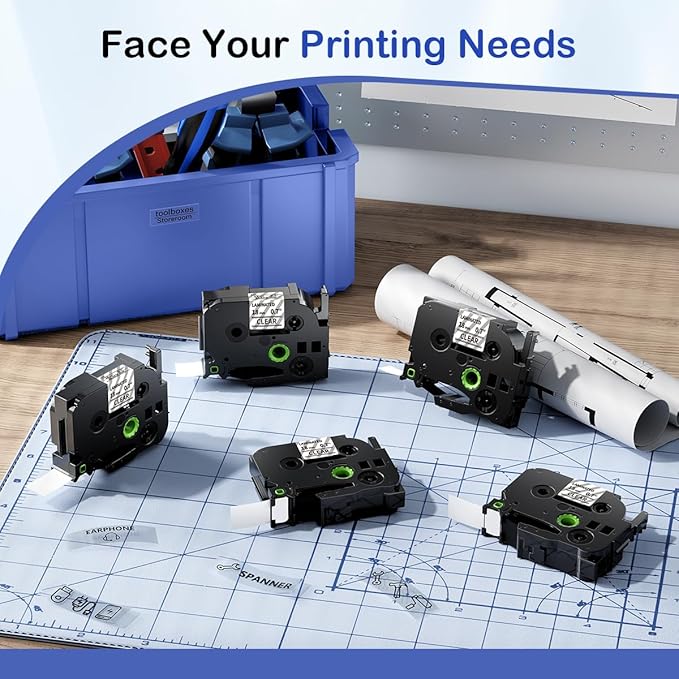 Labelife Label Maker Tape 18mm Clear TZe-141 Compatible with Brother P Touch TZe TZ Tape 18mm 0.7 Laminated Clear TZe141 TZ-141 3/4 Inch Label for Ptouch PTD600 PTD400AD PT1880, 5-Pack