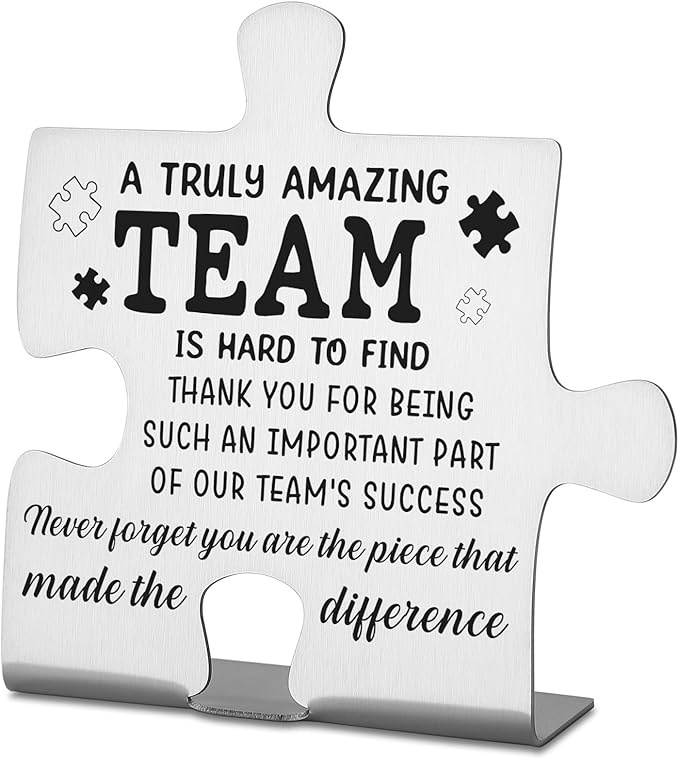 Team Gifts for Employees, Coworkers, Women, Team Thank You Appreciation Gifts, Team Plaque, Team Puzzle Piece Gift, Team Christmas Team Work Office Desk Decor Gifts Decorative Signs Plaques WDD19