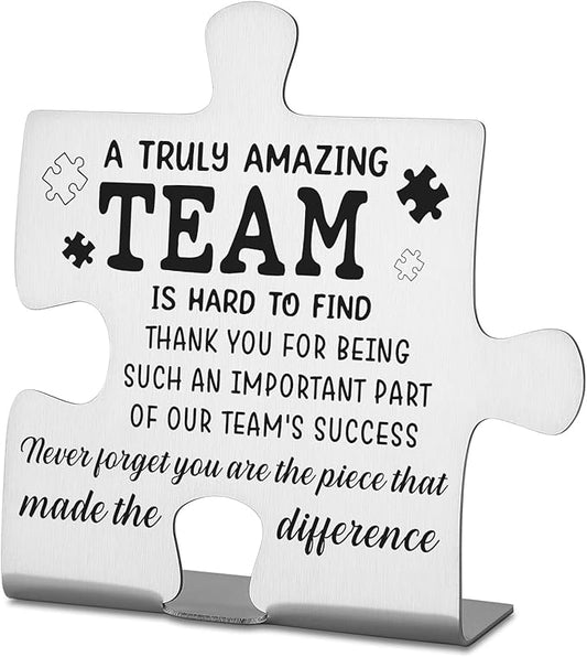 Team Gifts for Employees, Coworkers, Women, Team Thank You Appreciation Gifts, Team Plaque, Team Puzzle Piece Gift, Team Christmas Team Work Office Desk Decor Gifts Decorative Signs Plaques WDD19