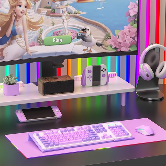 Ergonomic Computer Keyboard Stand - 17 Inch Purple Acrylic Keyboard Riser for Desk Tilted Keyboard Holder Tray with Non-Slip Strip for Home Office Easy Typing & Working