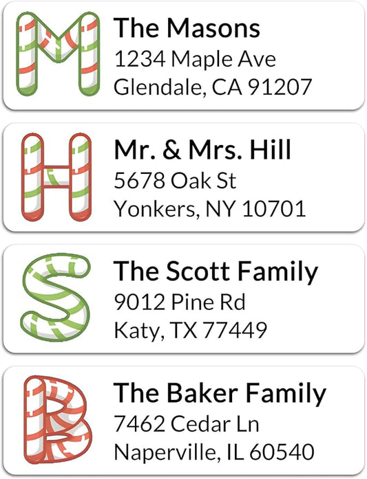 Personalized Return Address Labels - Custom Address Labels with Monogram (Candy)