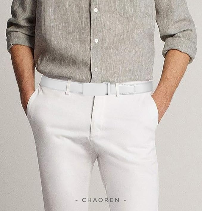 CHAOREN Mens Belt - Mens Ratchet Belt Leather 1 3/8" for Dress Pant - Micro Adjustable Belt Fit Everywhere