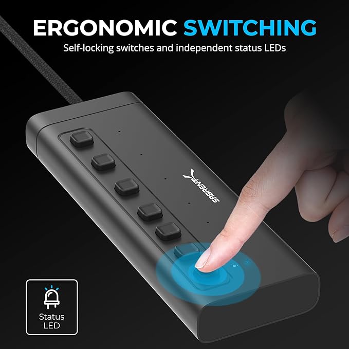 SABRENT 7-Port USB-C Hub with Power Switches, 5Gbps USB 3.2, 48W Powered Hub with 3 USB-A + 4 USB-C Ports, 20W PD, LED Status, Aluminum Body – for Mac, PC, Steam Deck, ROG Ally (HB-3A4C)