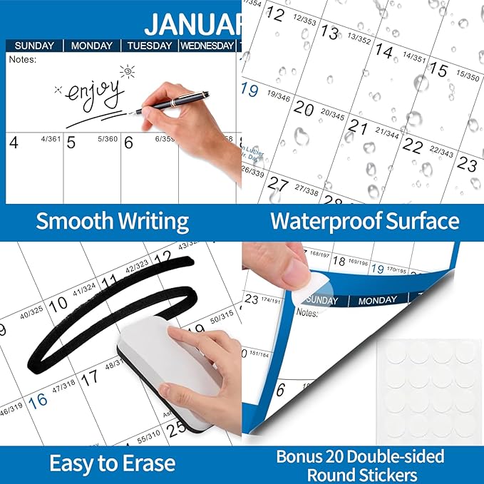 2026 Wall Calendar 32" x 48" Dry Erase Calendar for Wall from January 2026 to December 2026 12 Month Annual Large Yearly Wall Planner for Office School(Blue)