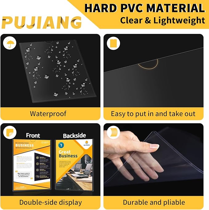 Magnetic Sign Holder - 8.5x11 Wall Sign Holder - Rigid Plastic Sign Holder with Magnet Strips and Adhesive Strips - Magnetic Display Frame Door Sign Holder for Poster Document