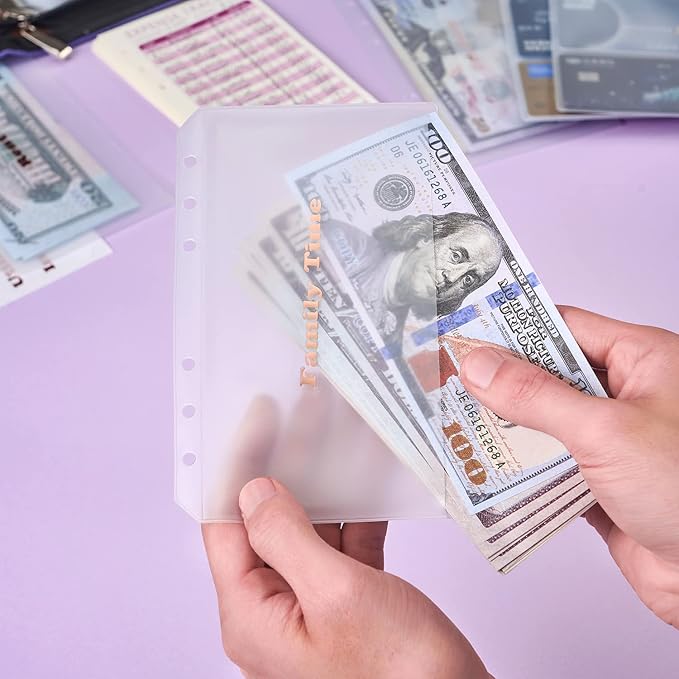 15pcs A6 Binder Pockets with No Zippers, Zipless Budget Envelopes for Cash System, A6 Binder Pouch for 6 Ring Binder, Money Folder Organizer for Cash.
