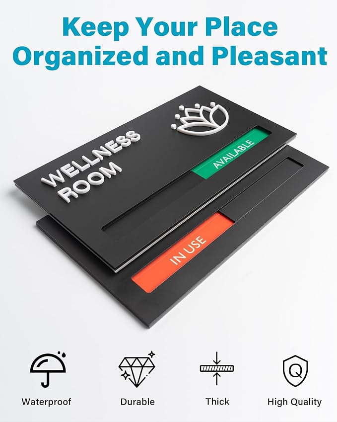 Conference Room Door Signs for Office, Meeting In Progress Door Sign, In Use Available Slider Indicator Tells Whether Room Vacant Or Occupied