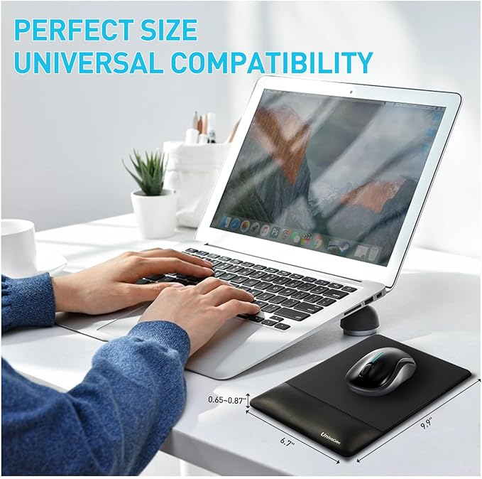 UnivoColors Design-Wave Wrist Rest Mouce Pad,PE Mouse Sliding Panel+Artificial Sheepskin+Memory Foam+Ergonomic+Anti-Slip Gel,Resilience Support During Work and Gaming,Mouce Accessory,Black