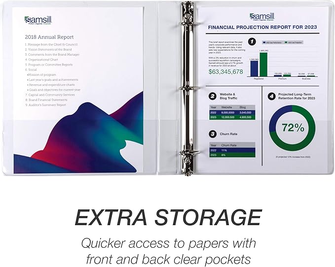 Samsill Durable 1 inch 3 Ring Binder, Made in USA, D Ring Binder, FSC 100% Recycled Chipboard, White, 12 Pack