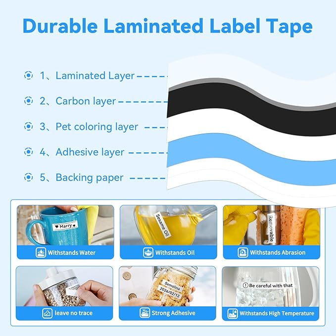 10 PK 12mm Label Maker Tape Compatible with Brother Label Maker Tape 12mm 0.47 White, Replace for Brother P Touch Label Tape 1/2 inch,Work for P-Touch PT-D210 PT-H110 PT-D220 PT-D400
