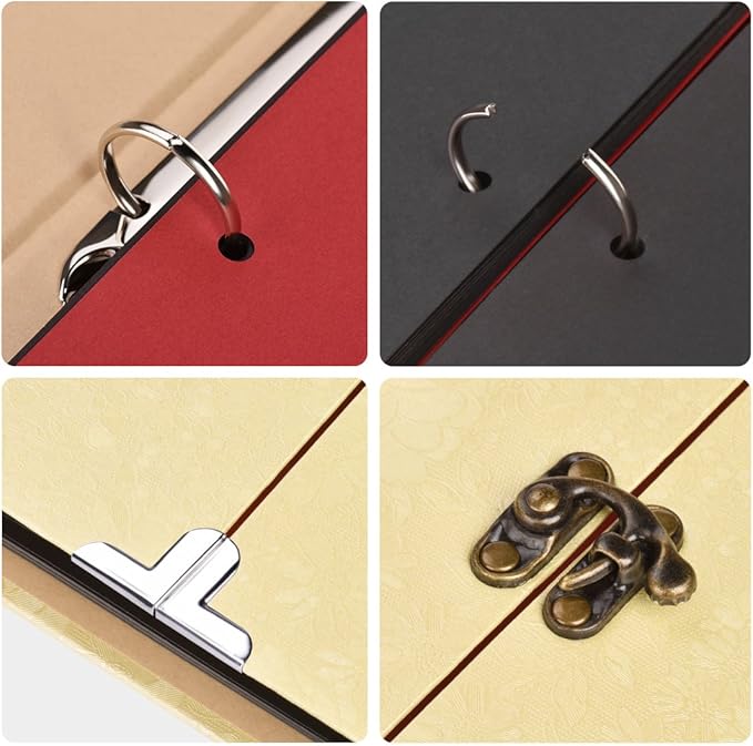 Scrapbook Firbon Handmade DIY Family Photo Albums Couples Memory Book Black Page Scrap Book for Anniversary, Christmas, Valentine's Day, Birthday (Yellow)