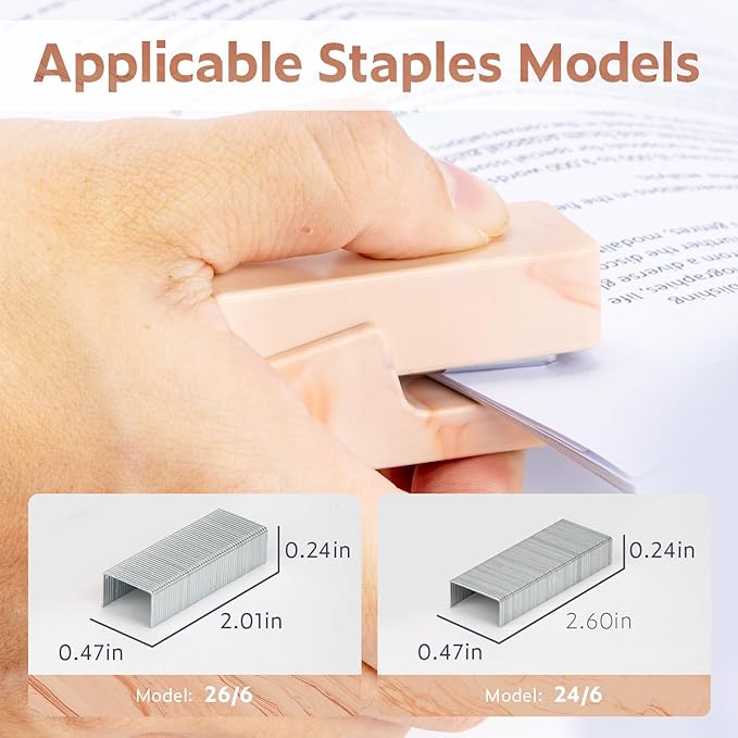 Mini Stapler with 830 Staples, Small Cute Desk Staplers, 25 Sheet Capacity, Fluid Brown