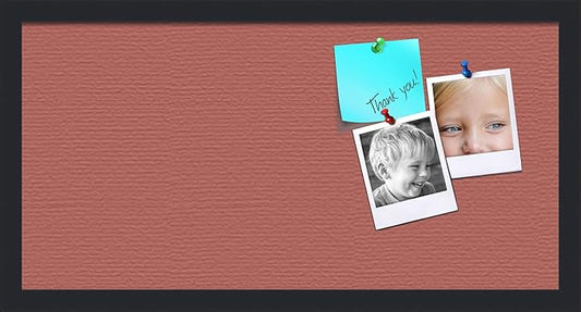 PinPix 24x12 Inch Cork Bulletin Board. This Decorative Framed Pin Board Comes with Crimson Pastel Design and a Satin Black Frame. Ideal for Home Office Decor or Message Board (PinPix-1807)