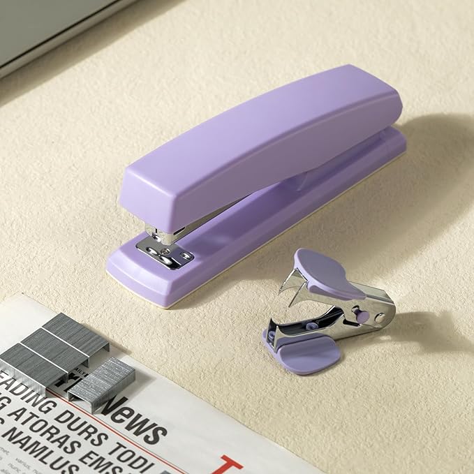 Deli Stapler, Desktop Stapler, 2 Pack, Office Stapler, 25 Sheet Capacity, Includes 2000 Staples and 2 Staple Removers, 2 Pack,Purple