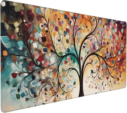 35.4 x 15.7 in, XXL Large Mouse Pad for Desk, Extended Keyboard Mouse Mat for Computer Office, Big Laptop Mouse pad, Gaming Pc-Colorful Leaf Tree