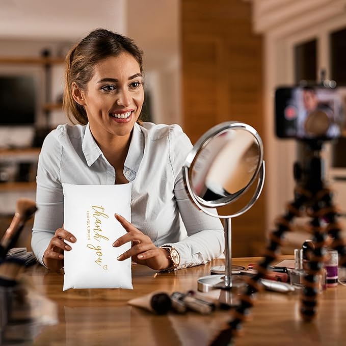 JinRuiKJ Thank You Poly Mailer 6x9 Inch 100 PCS, Shipping Bags for Clothing, Packaging Bags for Small Business, Strong Adhensive, Waterproof and Tear-Resistant Mailing Envelopes, White