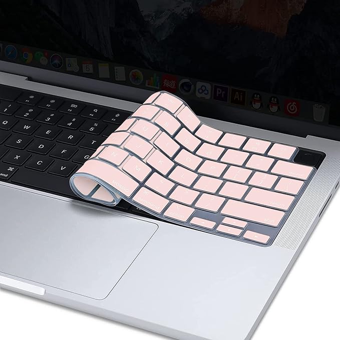 MOSISO Keyboard Cover Skin Compatible with MacBook Air 15 inch M3 A3114 M2 A2941/Air 13.6 A3113 A2681/Pro 14/16 M4 M3 M2 M1, Chalk Pink