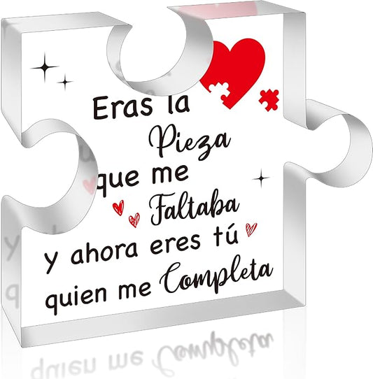 Yopyame Romantic Gifts for Girlfriend - Spanish Acrylic Puzzle Plaque for Girlfriend Christmas Gift Anniversary Valentine's Day Acrylic Keepsake Paperweight Gift for Her to My Girlfriend Birthday Gift