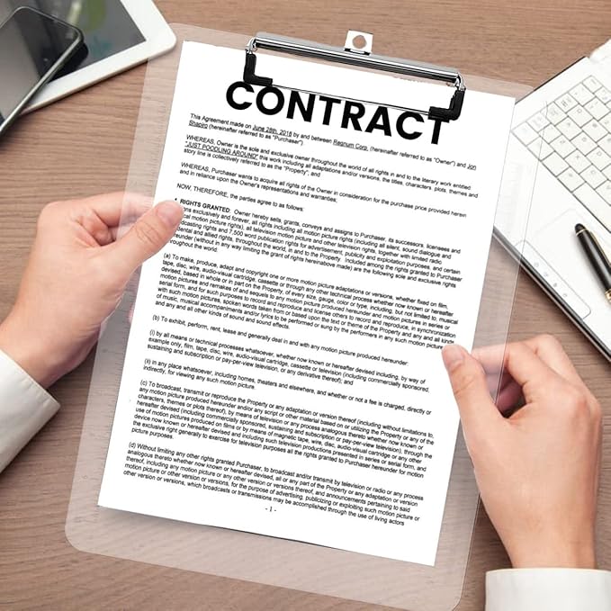 PERFORMORE Clear Acrylic Clipboards 6-Pack | 12” x 9” Letter-Size Writing Boards | Durable Transparent Plastic with Silver Low-Profile Clips | Ideal for Office, School, Events, and Seminars