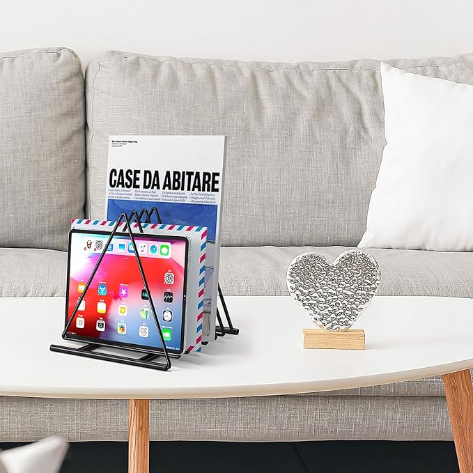 Set of 2 Upgraded Triangle File Folder Rack,7 Sections File Holder,File Storage Sorter/Stand,Desktop File Organizer,Wire Organizer Rack,Magazine Folder Holder,Letter/Legal, Anti-Scratch/Rusty