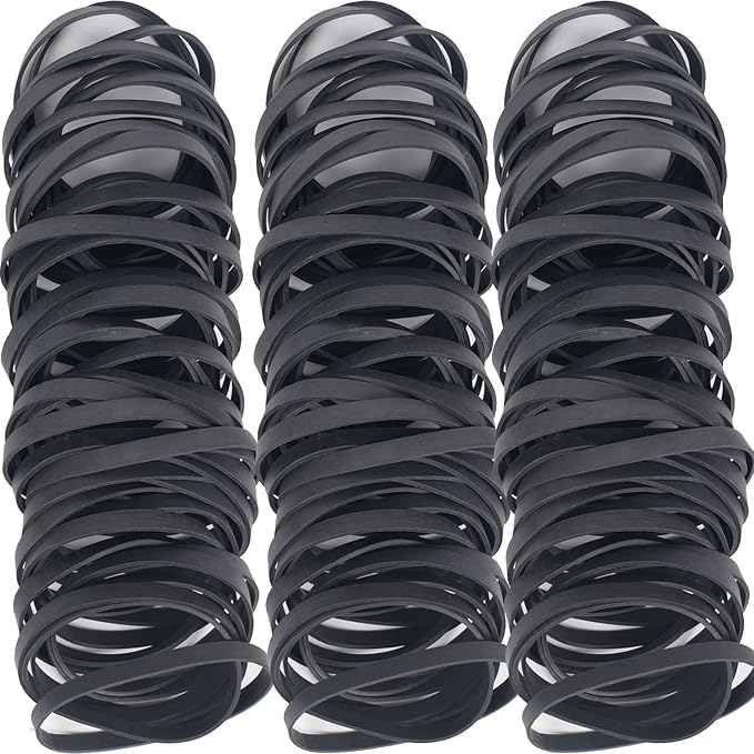 Rubber Bands Size #64 - 120 Pieces Elastic Black Bands for Office, Files, Litter Box