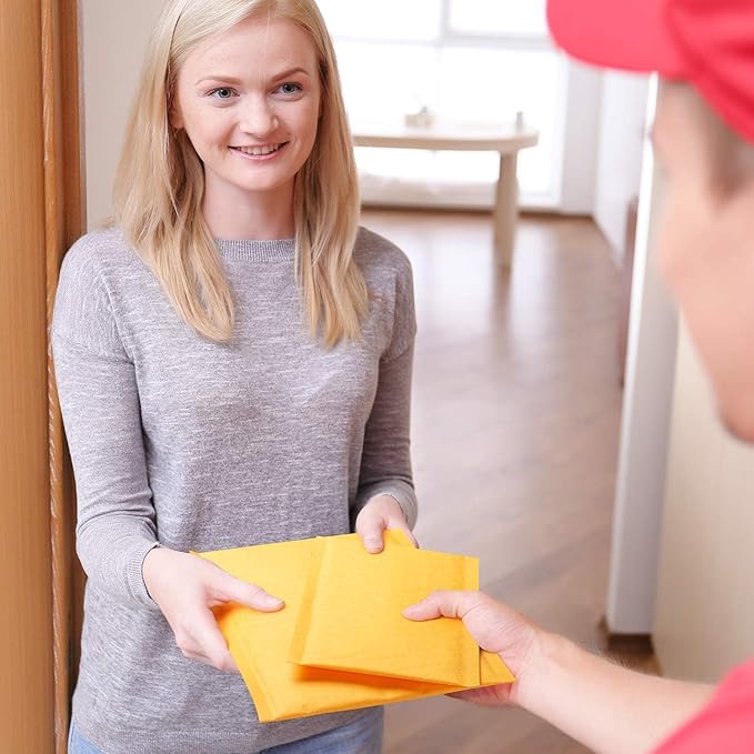 ABC PACK & SUPPLY Gold Kraft Bubble Mailer Envelopes, 7.25 x 11 Inches. 400 Pack Mail Padded Envelopes Self Seal. Kraft Bubble Mailers. Tear-Resistant Mailing Envelope Padded. Sturdy Paper Mailer