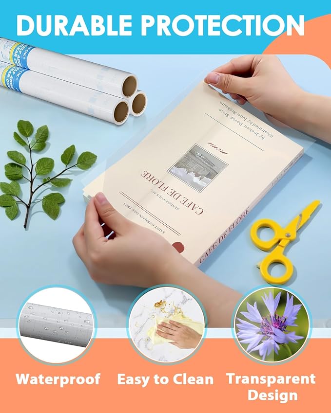 28 Pack Clear Contact Paper Book Cover - 17.7in×5ft Total 140ft, Self-Adhesive Protector for Crafts, Clear Contact Paper Roll Peel and Stick for books