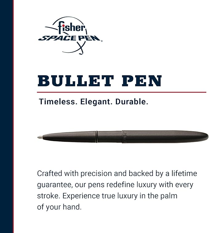 Fisher Space Pen Bullet Pen, Ballpoint, Brass, Matte Black, Black Ink, Gift Box