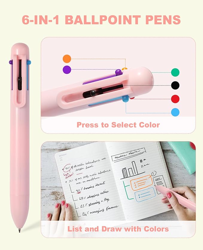 56 PCS Aesthetic School Supplies with Large Pencil Case, 5 Inspirational Ballpoint Pens, 12 Pastel Highlighters, 5 Black Ink Gel Pens, 6 Mechanical Pencils 0.5-0.7mm College Student Essentials (Pink)