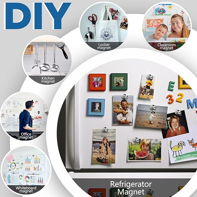 LOVIMAG 12Pcs Fridge Magnets Push Pins for Kitchen, Whiteboard, Office, Classroom and Map - Refrigerator Magnets for Adults