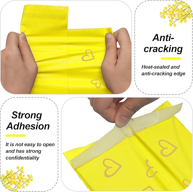JinRuiKJ Thank You Poly Mailer 6x9 Inch 100 PCS, Shipping Bags for Clothing, Packaging Bags for Small Business, Strong Adhensive, Waterproof and Tear-Resistant Mailing Envelopes, Yellow
