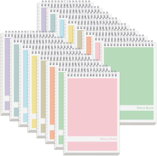 24 Pack Steno Pads 6 x 9 in Spiral Top Notebook Bulk 8 Assorted Color Note Pad 60 Sheets Gregg Rule Writing Paper Steno Notebooks for Students Teachers Men Women Professionals Office School Recording