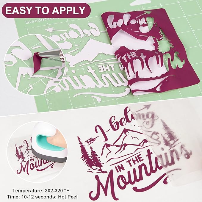 VINYL FROG Heat Transfer Vinyl Roll HTV Vinyl - 12" x12ft Maroon Iron on Vinyl for T-Shirts, Heat Press Vinyl for DIY Craft Designs (Maroon)