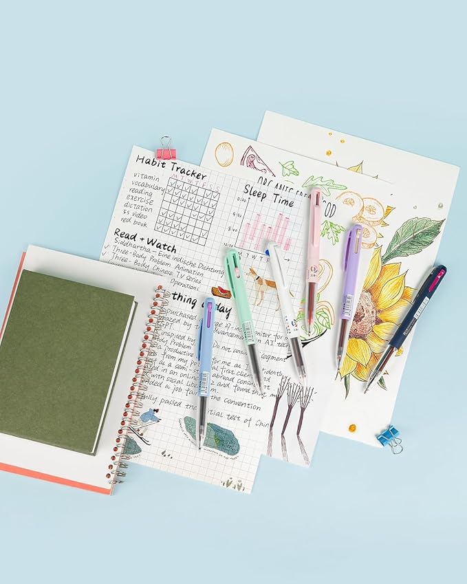 3-in-1 Multicolor Gel Pens, 18 Colors Ballpoint Pen, 0.5mm Gel Pens Fine Point Smooth Writing Pens 6PCS, Cute Nurse Pens Retractable Pens for Dairy, Office, Home, Journaling, Note-Taking, Teacher