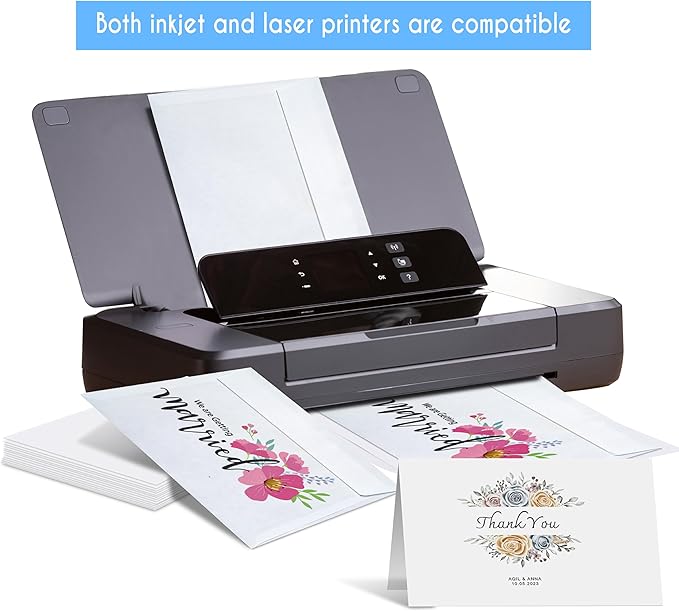 Blank Cards and Envelopes 4x6, 30 Pack White Invitation Card Stock with 30 Pack A4 Size, Self-Seal Thank you Blank Greeting Cards with Envelopes for All Occasion DIY, Print custom